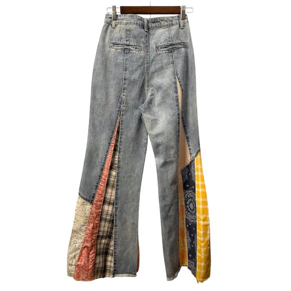 NWT Three Bird Nest Magnolia Patchwork Flare Wide Leg Jeans Size Small - Picture 4 of 16